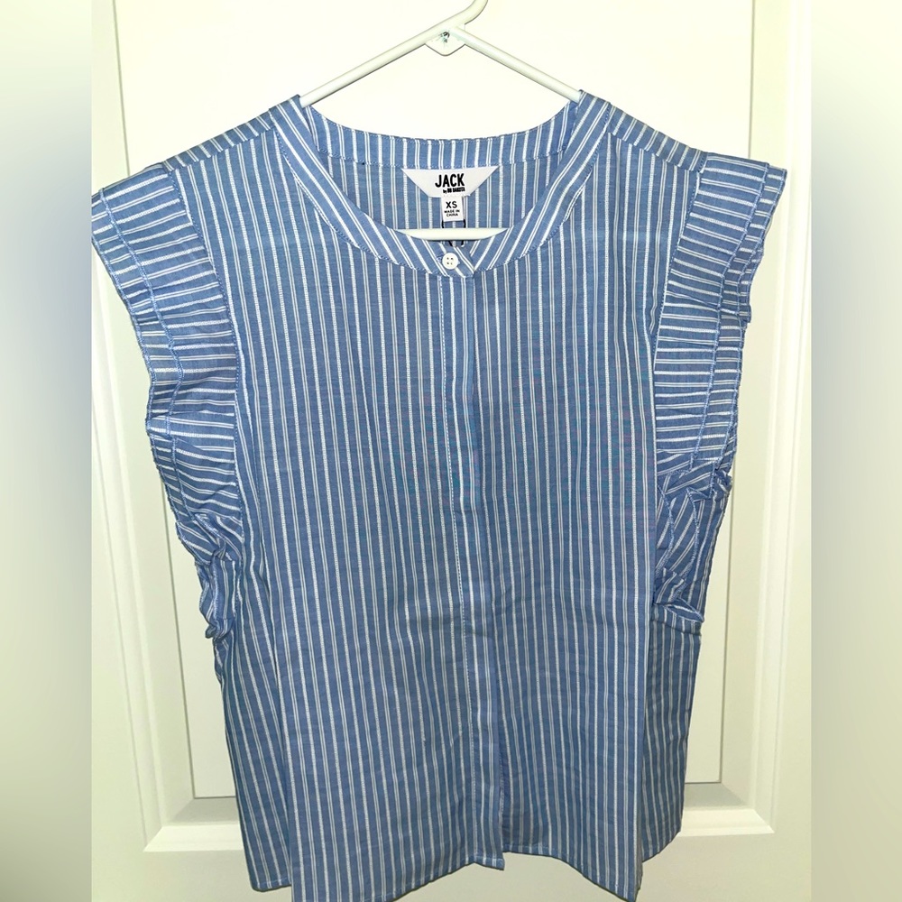 Jack by BB Dakota blue and white striped button down sleeveless shirt. Size XS.